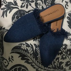 Lucky Brand Frayed Mules